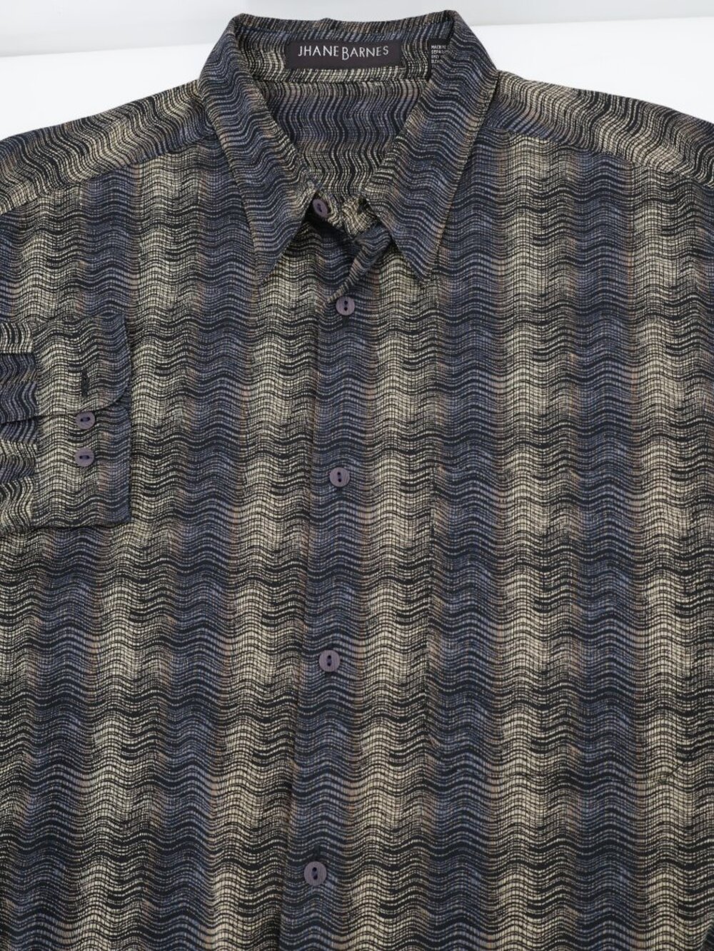 Vintage Jhane barnes Shirt mens Large Woven fabric geometric Button up casual